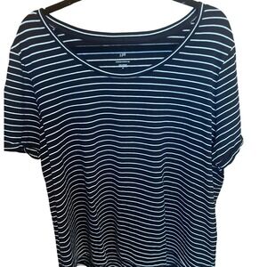 J. Jill Everyday Cotton Tee Striped Short Sleeve Top Black White‎ 2X